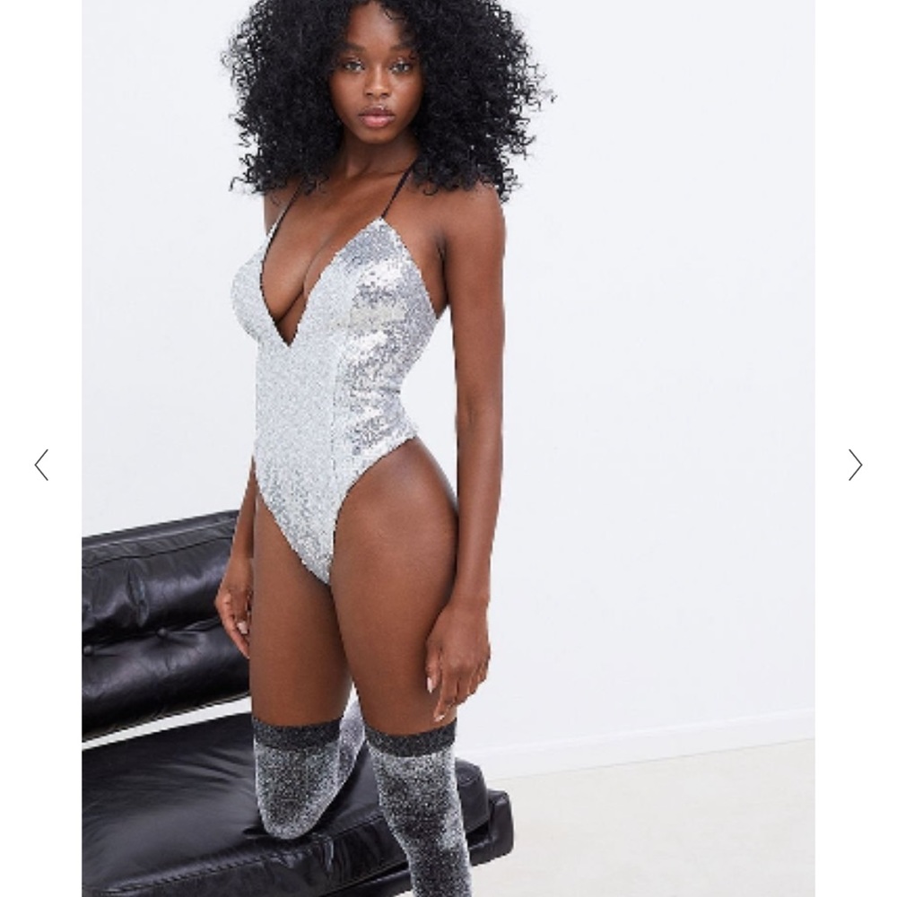 FOR LOVE AND LEMONS Glimmer Sequin Bodysuit NWT